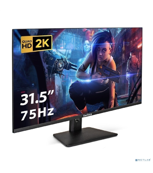 Монитор 31.5' ExeGate SmartView ES3207A IPS 2560x1440, 75 Гц, 1 мс, 16:9, 300 кд/м², HDMI 1.4, DP 1.2, USB, 3.5 Jack, динамики (2x3 Вт), FreeSync, Flicker-free, Low Blue Light, Pivot, VESA 100x100, черный