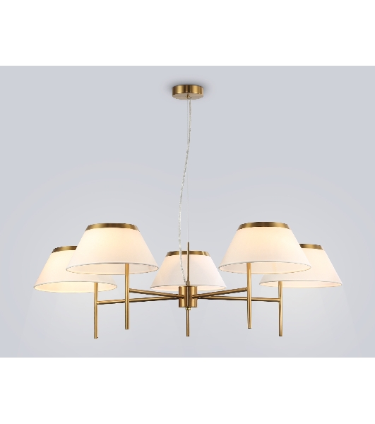 Люстра Ambrella light LH72473/5 BS/WH латунь/белый Е14/5 max 40W D1000*290-1080