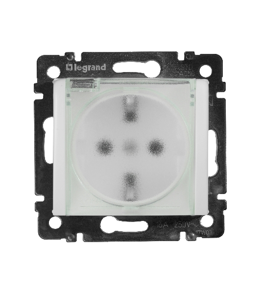 Розетка Legrand Valena 774220 влагозащищенная IP44 с заземлением с крышкой и защитными шторками (белая)