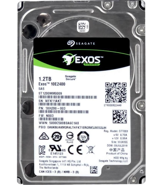 Жесткий диск Seagate HDD SAS 2,5' Seagate 1.2Tb, ST1200MM0009, Exos 10E2400, SAS 12 Гбит/с, 10000 rpm, 128Mb buffer, 15мм