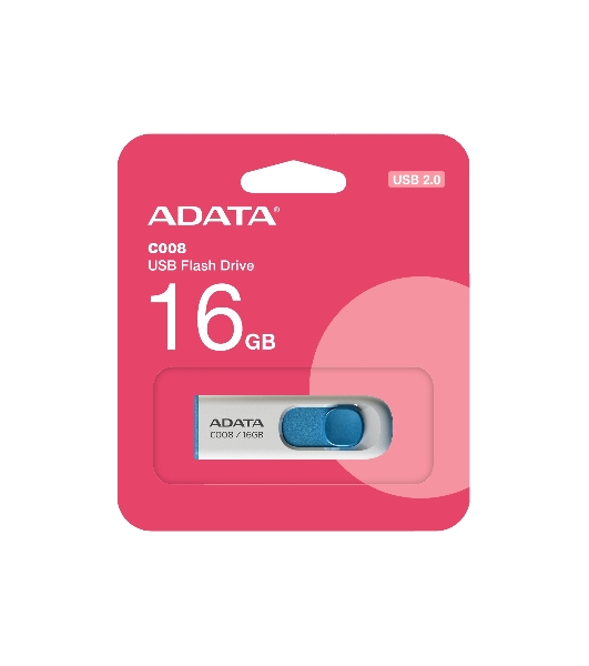 Флешка USB ADATA C008 (AC008-16G-RWE), 16Gb, USB 2.0, R/W 15/5, белый/синий