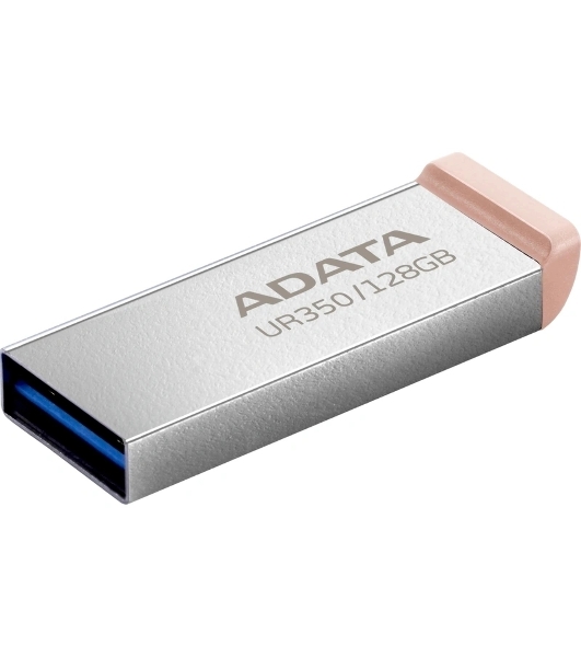 Флешка USB ADATA UR350 (UR350-128G-RSR/BG), 128Gb, USB 3.2, R/W 100/15, серебристый/коричневый