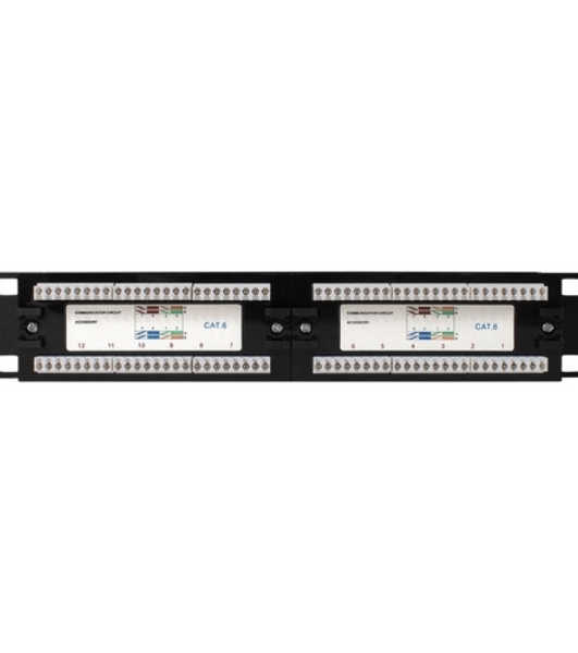 Патч-панель модульная ExeGate EPPB-10-12 (10', UTP, 12 port, наборная, неэкранированная, 1U, RoHS, Black, RTL)