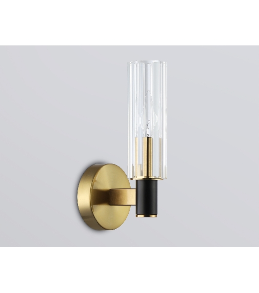 Настенный светильник Ambrella light LH55517 BK/BS/CL черный/латунь/прозрачный E14 max 40W 120*100*250
