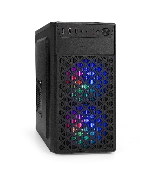 Компьютерный корпус Minitower ExeGate mEVO-7803-XP400 (mATX, БП XP400 с вент. 12см, 2*USB+1*USB 3.0, HD аудио, черный, 2 вент. 12см с RGb подсветкой)