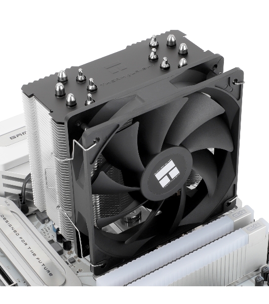 Кулер для процессора Thermalright Burst Assassin 120 SE черный/серебристый (4-pin PWM, 148мм, Al/Cu, 6x6мм, 1x120мм, 66.17CFM, 25.6dBA, 1550RPM, S: 1851/1700/1200/115X, AM5/AM4)