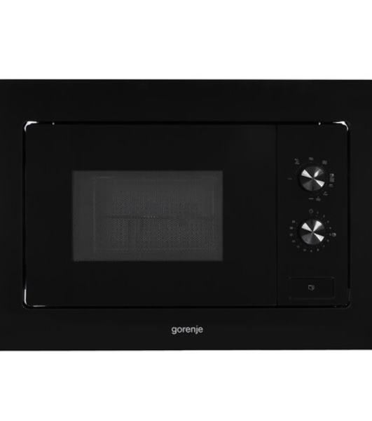 Встраиваемая микроволновая печь Gorenje, 20 л, 5 уровней мощности, 15 автопрограмм, электронное управление, дисплей, гриль, поворотный стол, цвет черный, ВxШxГ 38х56.8х34 см