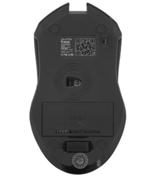 Мышь беспроводная Qumo Fractal M25 черный, 1600 dpi, радиоканал, USB, кнопки - 4