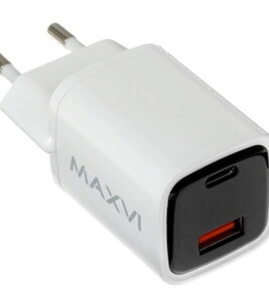 Сетевое зарядное устройство Maxvi A402PD LED 33W, 1xUSB-A, 1xUSB-C, черный