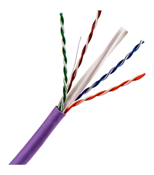 Кабель TWT UTP, 4 пары, Кат.6, нг(А)-LS, IEC 60332-3, 305 метров, фиолетовый
