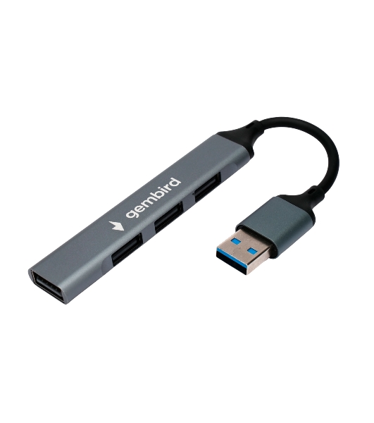 Разветвитель USB2.0 Gembird UHB-C203, 4xUSB2.0, кабель USB 10 см, алюминий, пакет
