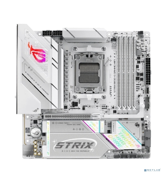 Материнская плата Asus ROG STRIX B850-G GAMING WIFI, AM5, AMD B850, 4xDDR5, 2xSATA, 4xM.2, 1xPCIe 5.0 x16, 1xHDMI, 1xDP, 1x2.5Gb LAN, Wi-Fi 7, Bluetooth 5.4, 1xUSB-C 20Gbps, 1xUSB-C 10Gbps, 2xUSB-A 10Gbps, 4xUSB-A 5Gbps, 2xUSB-A 2.0, 2x3.5 мм, 7.1, mATX
