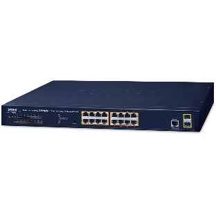 Коммутатор управляемый GS-4210-16P2S IPv6/IPv4, 16-Port Managed 802.3at POE+ Gigabit Ethernet Switch + 2-Port 100/1000X SFP (220W)