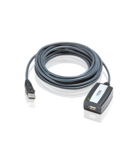 Кабель удлинитель активный(с усилителем) USB 2.0 AM/AF 5m, ATEN UE250-AT, 4 pin, опрессованный, серый