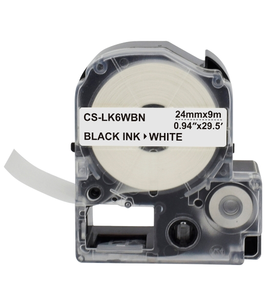 Картридж ленточный Cactus CS-LK6WBN черный, 24мм, 9м для Epson LW700/LW600P/LW1000P/Z700/Z900