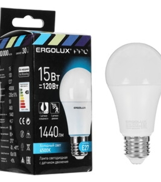 Лампа светодиодная ERGOLUX (14763) LED-A60P-15W-E27-4K PRO