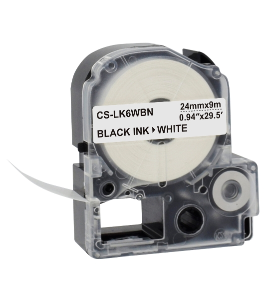 Картридж ленточный Cactus CS-LK6WBN черный, 24мм, 9м для Epson LW700/LW600P/LW1000P/Z700/Z900