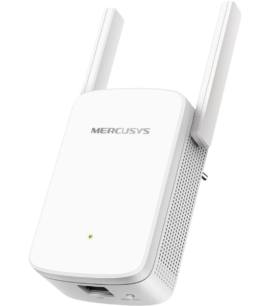 Усилитель сигнала Mercusys ME30 AC1200 Wi-Fi Range Extender, 300 Mbps at 2.4 GHz + 867 Mbps at 5 GHz, 1 x 10/100 LAN, 2× Fixed External Antennas, Wall Plugged, WPS/Reset Button, Signal Indicator, Range Extender/Access Point mode, Adaptive Path Selection