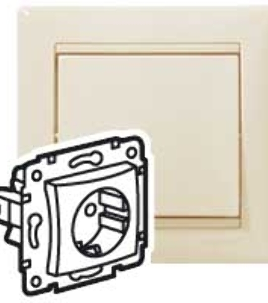 Механизм розетки 1-м СП Valena 2К+З с заземл. нем. станд. сл. кость (DIY-упак.) Legrand 695612