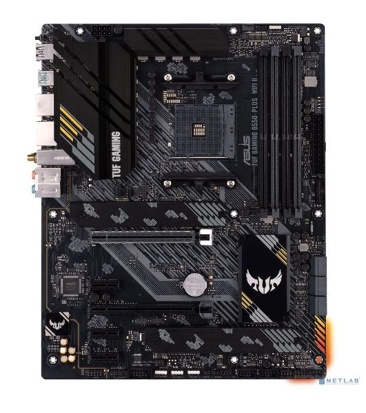 Материнская плата ASUS TUF GAMING B550-PLUS WIFI II, AM4, AMD B550, 4xDDR4, 6xSATA, 2xM.2, 1xPCI-E 3.0 x16, 1xPCI-E 4.0 x16, 3xPCI-E x1, 1xDP, 1xHDMI, 1x 2.5Gb LAN, 2xUSB-A 3.2 Gen 1, 1xUSB-A 3.2 Gen 2, 1xUSB-C 3.2 Gen 2, 3x3.5 мм, 7.1, ATX