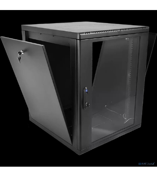 Шкаф телекоммуникационный настенный разборный ЦМО 15U (600 x 650) съемные стенки, дверь стекло, черный (ШРН-М-15.650-9005)