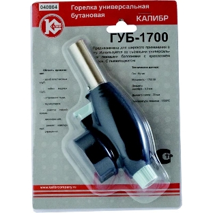 Горелка универсальная бутановая КАЛИБР ГУБ-1700 1700Вт пьезоподжиг для балонов с креплением Kovea