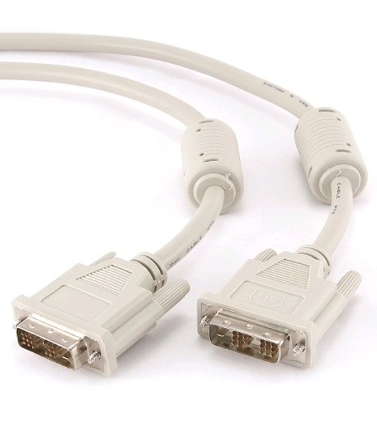Кабель DVI-D single link Gembird/Cablexpert CC-DVI-6C, 19M/19M, 1.8м, серый, экран, феррит.кольца, пакет