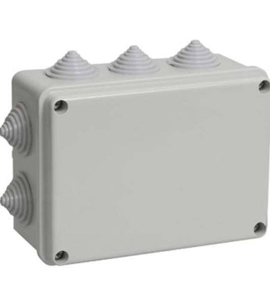 Коробка КМ41242 распаячная IEK UKO10-150-110-070-K41-55 для о/п 150х110х70 мм IP55 (RAL7035, 10 гермовводов)
