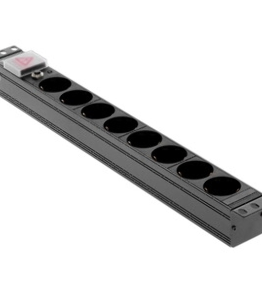 Блок распределения питания Lanmaster TWT-PDU19-10A8P-1.8 гор.размещ. 8xSchuko базовые 10A Schuko 1.8м