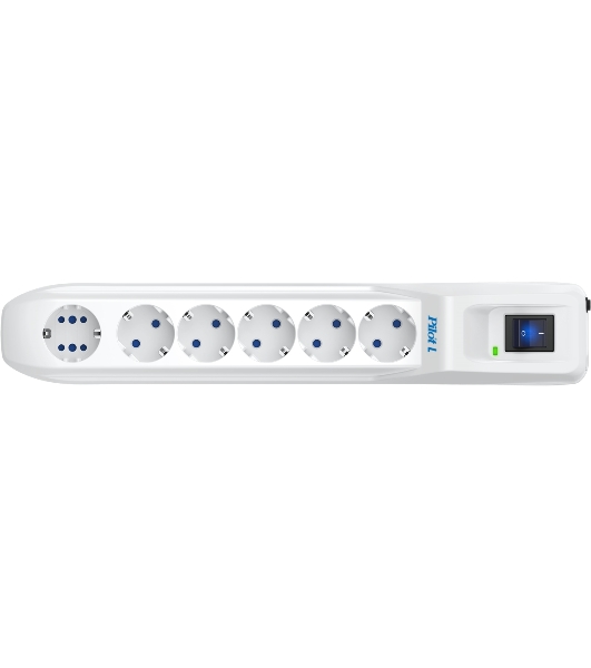 Сетевой фильтр Pilot L GP 6 розеток (5 евро + 1GP) 1.8 м/Surge protector Pilot L GP 6 sockets (5 Euro + 1GP) 1.8 m белый