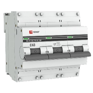 Выключатель автоматический EKF mcb47100-3-63C-pro 3P 63А (C) 10kA ВА 47-100 EKF PROxima
