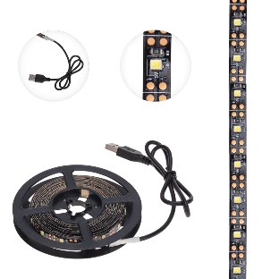 Лента светодиодная с USB-коннектором 5 В, IP23, SMD 2835, 60 LED/м 3 м белый (6500 K) LAMPER