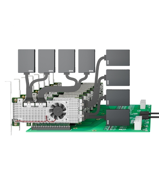 Адаптер LR-LINK PCle4.0 x16 4*SFF-8654 8i NVMe Switch Adapter