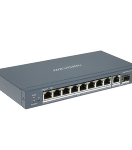 Коммутатор Hikvision DS-3E0510P-E/M(O-STD)(B), 8×1 Гбит/с PoE + 2×1 Гбит/с, неуправляемый