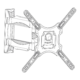 Кронштейн ONKRON/32-55' макс. 400x400, 2 колена, наклон -5º+8º, поворот 180º макс, от стены 55-500мм, белый