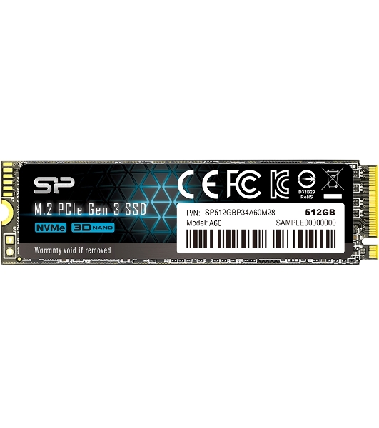 Накопитель SSD Silicon Power P34A60, 512Gb, M.2 2280, PCIe 3.0 x4, NVMe, R/W 2200/1600