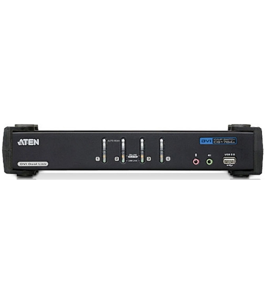 Переключатель KVM ATEN CS1784A-AT-G KVM+Audio+USB 2.0, 1 user USB+DVI => 4 cpu USB+DVI, со шнурами USB 4х1.8м., 2560x1600 60Hz DVI-D Dual Link/2048x