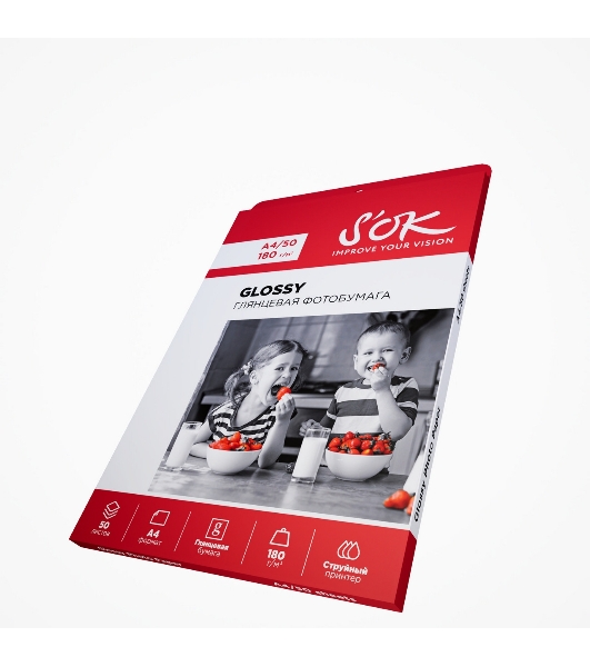 Фотобумага CC Glossy; 180gsm; A4*50 глянцевая; 180г/м2; формат А4; 50 листов