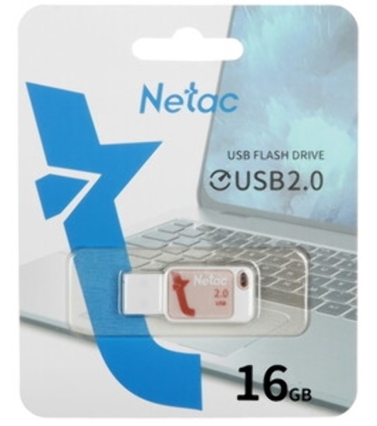 Флешка USB Netac UA31 (NT03UA31N-008G-20PK), 8Gb, USB 2.0, R/W 110/45, розовый/белый