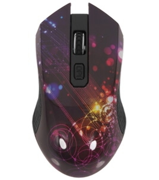 Мышь беспроводная Qumo Fractal M25 черный, 1600 dpi, радиоканал, USB, кнопки - 4