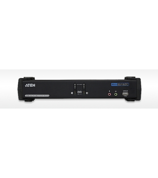 Переключатель KVM ATEN (CS1782A-AT-G) KVM+Audio+USB 2.0, 1 user USB+DVI => 2 cpu USB+DVI, со шнурами USB 2х1.8м., 2560x1600 60Hz DVI-D Dual Link/204