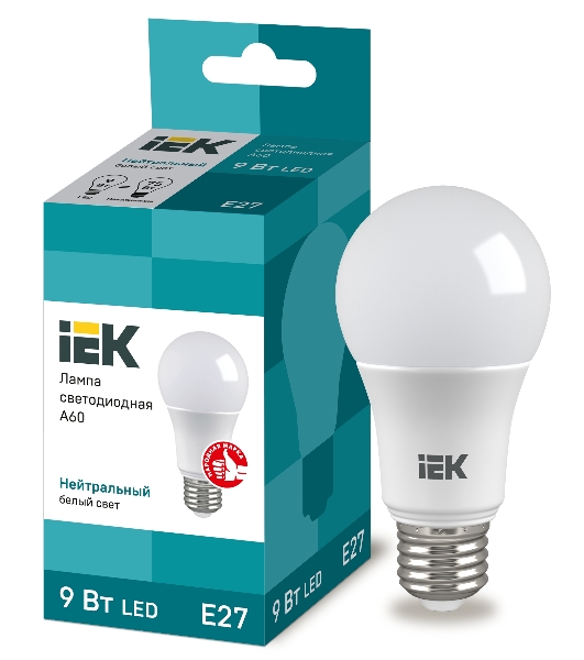 Лампа cветодиодная IEK LLE-A60-9-230-40-E27 ECO A60 шар 9Вт 230В 4000К E27