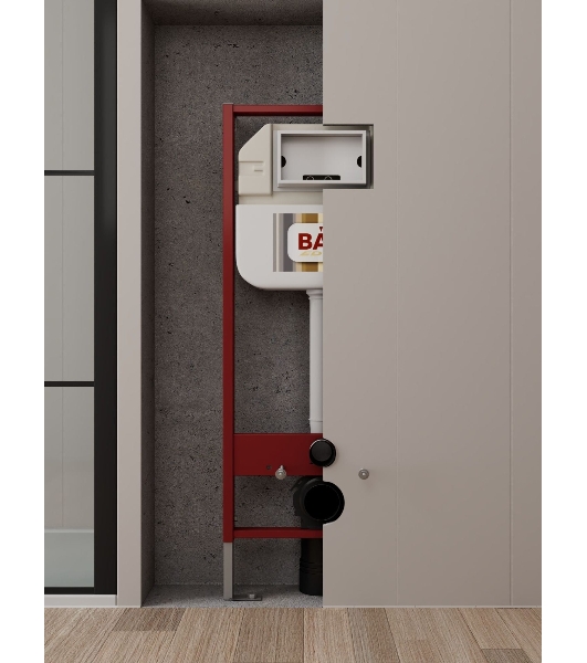 Комплект BAU 6 в 1: рамная инсталляция BAU NEO 45, унитаз подвесной безободковый Bau Hotel PRO, быстросъемное сиденье микролифт, кнопка смыва BAU Hotel , белый глянец