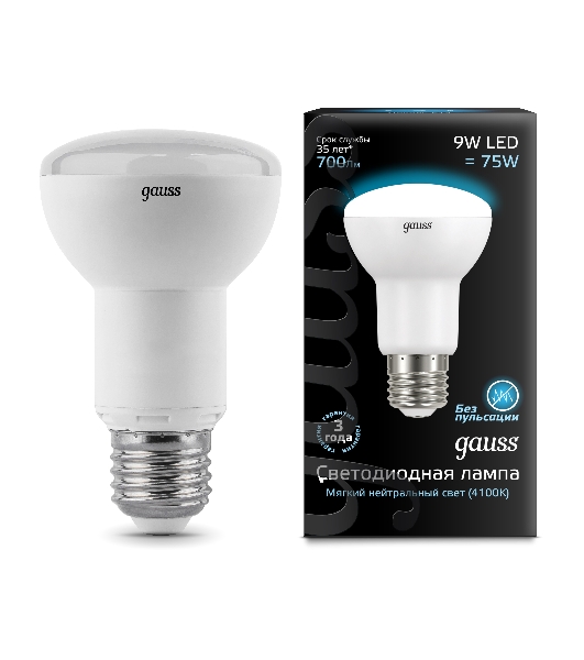 Лампа светодиодная Gauss 106002209LED Reflector R63 E27 9W 4100K