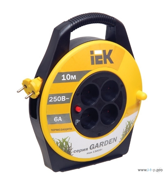Катушка IEK WKP23-06-04-10 УК10 с т/з 4 места 2Р/10м 2х0,75 мм2 'Garden'