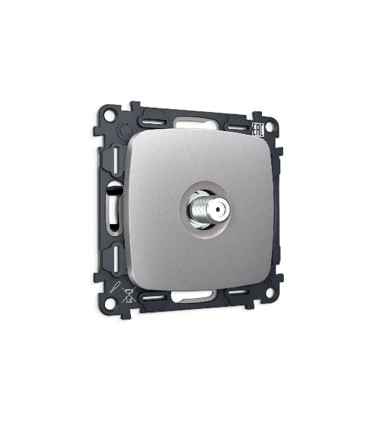 Комплект механизма TV розетки SAT 5-2400MHz 3.5dB OMEGA Сталь матовый QUANT (OP5130, VM215) MO513050