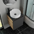 Тумба Bau Dream Blackwood 50 графит, раковина BAU Dream круглая D41, смеситель для раковины высокий Hotel Black, черный, выпуск клик клак, черный, фото7