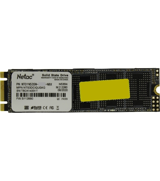 Накопитель SSD Netac N535N, 512Gb, M.2 2280, SATA-III, R/W 540/490