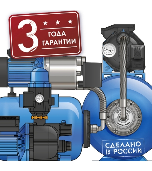 Насосная станция ДЖАМБО 70/50П-241100Вт глубина до 8м высота до 50м 4200л/ч 24л