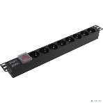 Блок розеток горизонтальный ExeGate ServerPro PDU-19H801 Al-8S-C14-SW, 19', 1U, Алюминий, 8 Schuko, С14, выкл. с подсветкой, черный, фото2